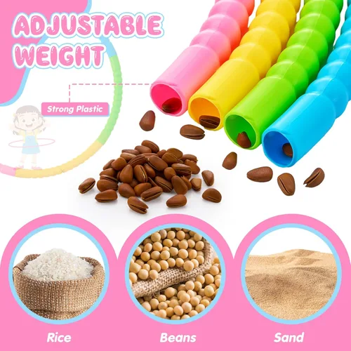Miniatura 3 de Silipull El juego de 8 piezas de aro desmontable y cuerda de saltar incluye 4 cuerdas de saltar y 4 aros de tamaño de peso ajustable