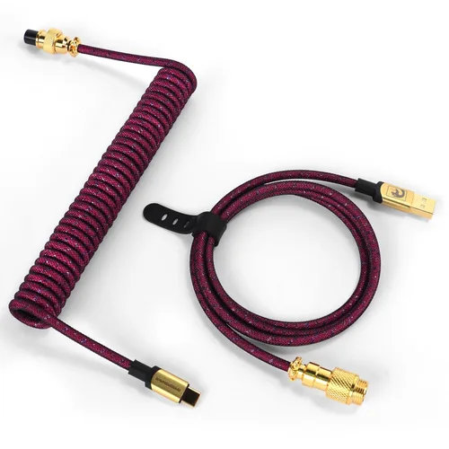 Miniatura 10 de ZIYOU LANG C03 Cable USB C a A en espiral personalizado con cable espiral de nailon trenzado de doble manga desmontable, línea de resorte Negro