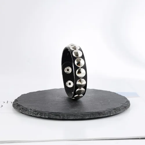 Miniatura 3 de MILAKOO Pulseras de cuero punk para hombres y mujeres, pulsera de remache de hip hop, pulsera ajustable, Cuero sintético, No es una piedra preciosa