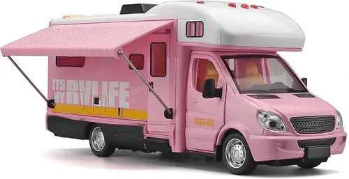 Miniatura 9 de Juguetes de autocaravanas para niños, autocaravana de juguete de metal fundido a presión con luz y sonido, edades 3-8 (Azul)