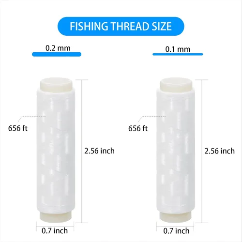 Miniatura 2 de Hilo de pesca de nailon elástico invisible mágico hilo de cebo de pesca 0.1/0.008 in de longitud 656 pies por carrete línea de pesca elástica cuerda