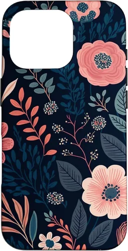 Miniatura 19 de Boho Navy Blue and Pink Floral Botanical Pattern Flower Art Case for iPhone 17