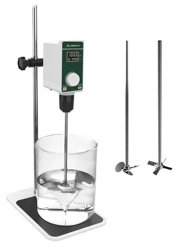 Miniatura 11 de Agitador digital OS-15S de 20 L (H₂O) para laboratorio, soporte de acero inoxidable con base en H y 1 paleta de agitación 100-1500RPM, 20000 mPas