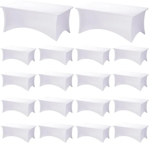 Miniatura 39 de Fixwal Paquete de 3 Manteles Negros para Mesas Rectangulares de 6 Pies, Manteles Rectangulares Elásticos de Spandex Ajustables de 6 Pies
