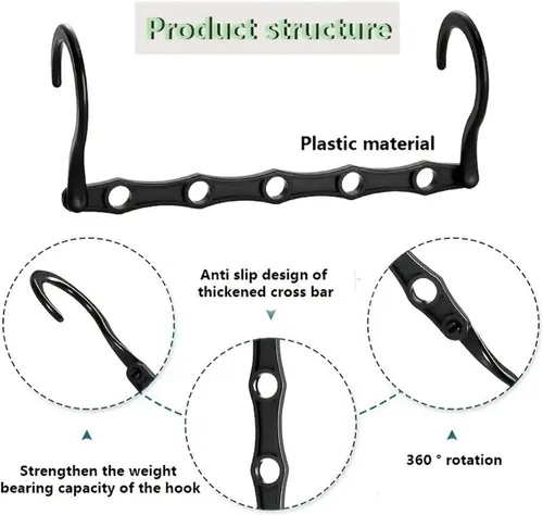 Miniatura 5 de REPYL 10 perchas mágicas para ahorrar espacio, soporte de plástico resistente, organizador de ropa pesada para dormitorios, apartamentos, armarios