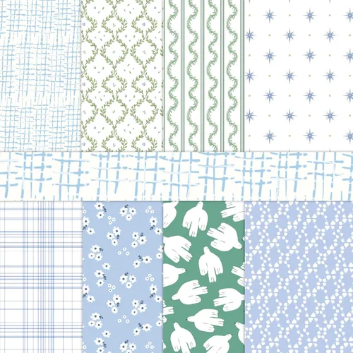 Miniatura 15 de PRSTINCOL Papel para álbum de recortes, 16 hojas de 6 x 6 pulgadas, suministros de álbum de recortes de estilo de ventana azul, papel de decoupage