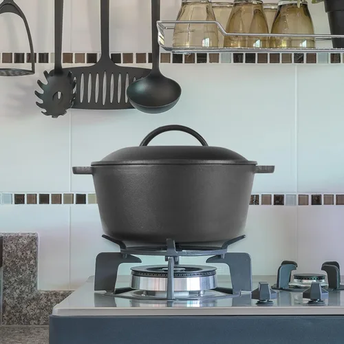 Miniatura 3 de Commercial Chef Horno holandés de 5 cuartos de galón con tapa, hierro fundido pre-sazonado, asas integradas, funciona en todas las estufas