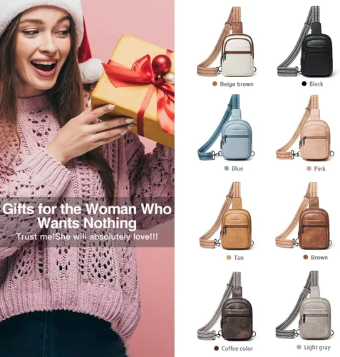 Miniatura 9 de Sling Bag For Women Faux Leather Small Casual Daypack Backpack Fanny Pack Crossbody Chest Bags Purse