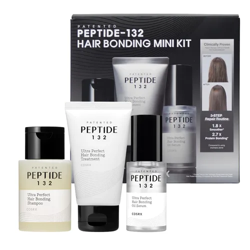 COSRX PEPTIDE-132 - Mini kit de vinculación para el cabello – Champú y tratamiento de tamaño viaje + suero de aceite de tamaño completo, juego de