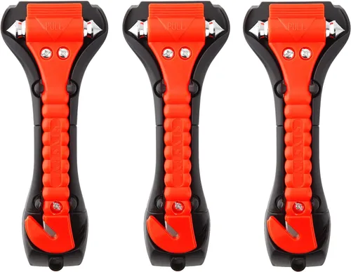 SINSEN Juego de 3 martillos de seguridad para automóvil, herramienta de escape de emergencia, martillo de vidrio para ventana de auto, martillo de