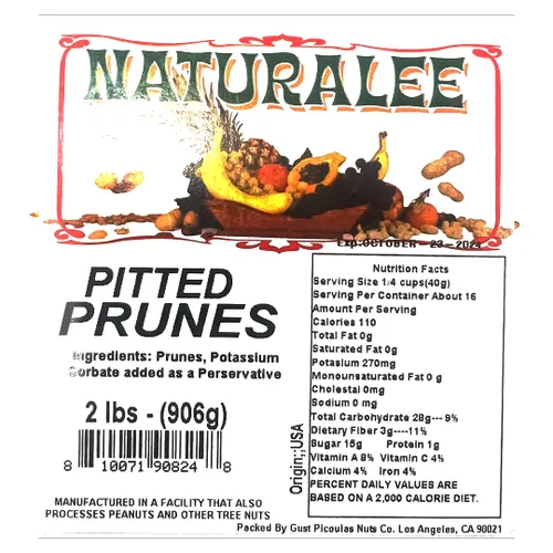Miniatura 2 de Naturalee Ciruelas secas de 2 libras, sin hueso, sin azúcar añadida, sin gluten, vegano, aperitivo alto en fibra