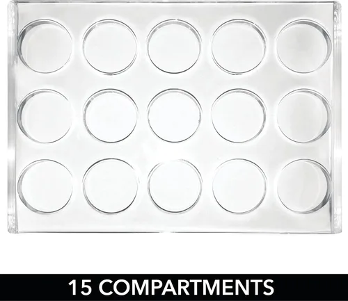 Miniatura 5 de mDesign Organizador de almacenamiento de brochas de maquillaje de plástico con 15 ranuras para encimera de baño, tocador para sostener lápices