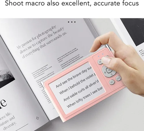 Miniatura 2 de Luqeeg Cámara digital 4K, cámara IPS HD de 2.88 pulgadas con enfoque automático AF, zoom digital, luz de relleno LED, rosa, compacta, 50 MP