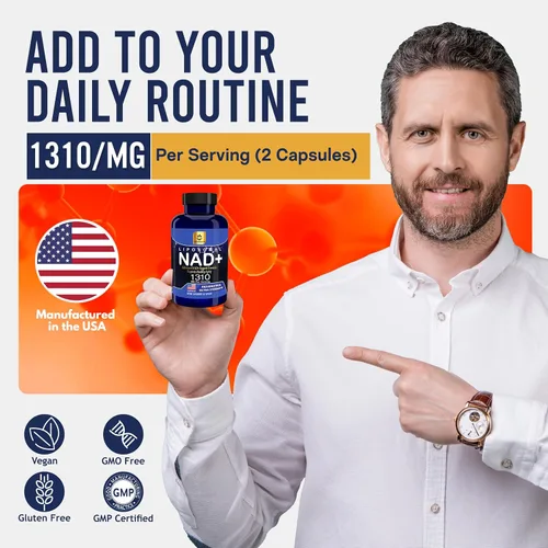 Miniatura 6 de NAD+ liposomal 1310mg con resveratrol y niacina (vitamina B3) para apoyo energético y celular, suplemento antioxidante, vegano, sin OMG, 60 cápsulas