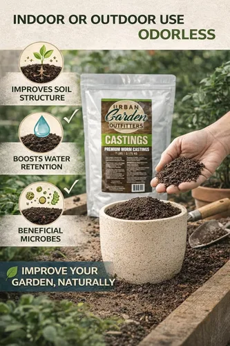 Miniatura 2 de Fundición de gusanos prémium – Constructor de suelo 100% natural y fertilizante para jardines, plantas de interior y macizos de flores, sin olor