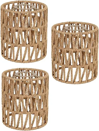 Miniatura 10 de Pantalla pequeña de ratán para lámpara, pantallas bohemias de repuesto H5.9''xΦ4.7'', cubiertas de luz para ventilador de techo, pantalla cilíndrica