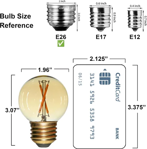 Miniatura 5 de Bombillas LED de globo G50 E26 de 6 unidades no regulables, bombilla Edison redonda pequeña de repuesto G16.5 equivalente a 15 W 20 W, luz cálida