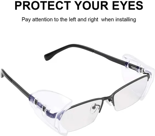 Miniatura 8 de Paquete de 2 gafas de seguridad y 6 pares de protectores laterales para gafas de ojos, gafas de seguridad con lado para protección ocular, perfectas