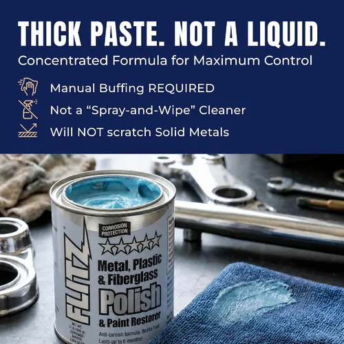 Miniatura 3 de Flitz Pasta de esmalte de metal, 1.76 onzas, hecha en Estados Unidos, para cromo sólido, acero inoxidable y aluminio, no abrasiva para oxidación