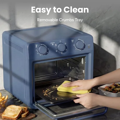 Miniatura 8 de SMIRLY Combo de horno tostador 6 en 1, encimera de horno de convección de 27 cuartos de galón, horno de 1800 W para tostar, asar, hornear, Azul