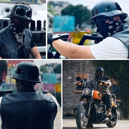 Miniatura 2 de Casco de motocicleta de estilo alemán, casco de motocicleta aprobado por DOT, para adultos, hombres y mujeres, casco de media carcasa de cara
