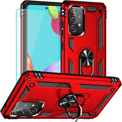 Miniatura 21 de Yiakeng Funda para Samsung A52, Galaxy A52 con protector de pantalla HD, fundas protectoras de grado militar con anillo para Samsung Galaxy A52 5G
