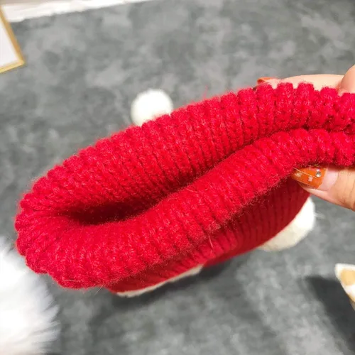 Miniatura 3 de POPETPOP Sombrero de Navidad para perro, cálido gorro de invierno para cachorros, grueso, pequeño, de punto, para gato, Navidad, diadema, ropa