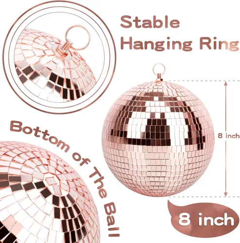 Miniatura 2 de Bola de espejo para discoteca, DJ, club, fiesta, boda, decoración del hogar, Muscab, bola de discoteca de 8 pulgadas con anillo para colgar