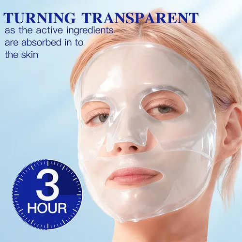 Miniatura 3 de Máscara facial de colágeno hidrolizado profundo, paquete de 4 – Máscara de lámina antiedad con péptidos y ácido hialurónico, restaura la elasticidad