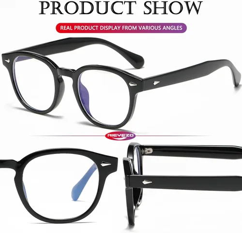 Miniatura 6 de AIEYEZO Retro Computer Blue Light Blocking Glasses for Men Women Fashion Round Computer Gaming Glasses