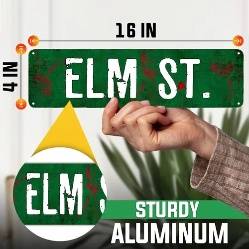 Miniatura 2 de Elm St Street - Placa de metal rústica para decoración de pared (4 x 16 pulgadas)