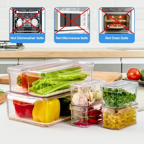 Miniatura 2 de JollyPack - Paquete de 14 organizadores para refrigerador, contenedores organizadores con tapas para refrigerador, contenedores de almacenamiento