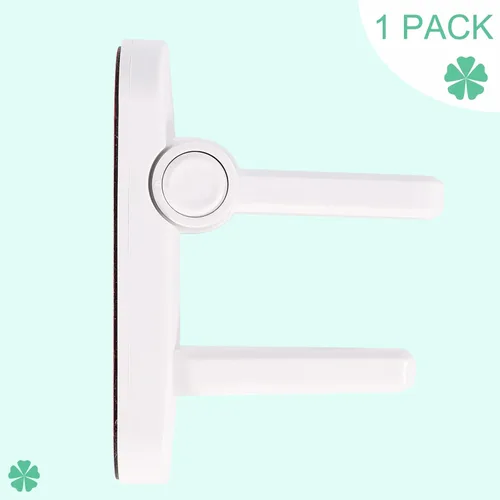 Miniatura 8 de Cerradura de palanca de puerta, blanco lechoso, paquete de 1 Sin perforación, material ABS, prueba de bebé, fuerte adhesivo 3M