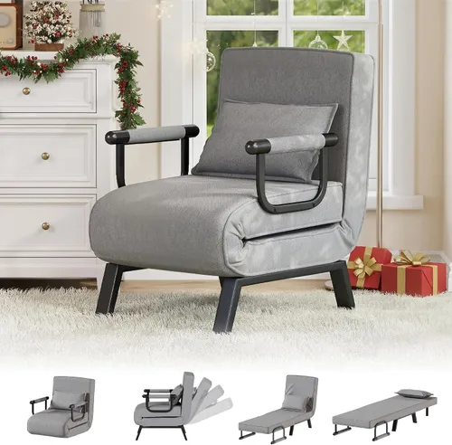 Miniatura 16 de TYBOATLE Silla Cama Convertible para Adultos, Silla Cama Plegable 5 en 1 con Respaldo Ajustable de 5 Posiciones y Almohada, Cómodo Sofá Cama Futón
