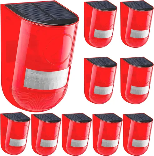 Miniatura 8 de Alarma solar de sonido y luz, sensor de movimiento, 110 decibeles, alarma de sonido de sirena y 6 LEDs de advertencia de flash, sistema de alarma
