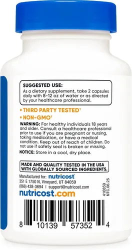 Miniatura 4 de Nutricost Coleus Forskohlii 500 mg, 60 cápsulas - Fórmula de máxima resistencia
