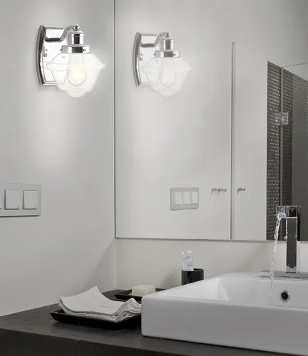Miniatura 6 de JONATHAN Y Lámpara LED cromada de 7 pulgadas, lámpara de tocador LED de mediados de siglo para baño, cocina, pasillo, pantalla de vidrio