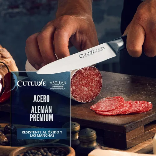 Miniatura 6 de Cutluxe Juego de cuchillos de chef, juego de 3 cuchillos de chef profesionales, acero alemán afilado, espiga completa, asas ergonómicas, serie