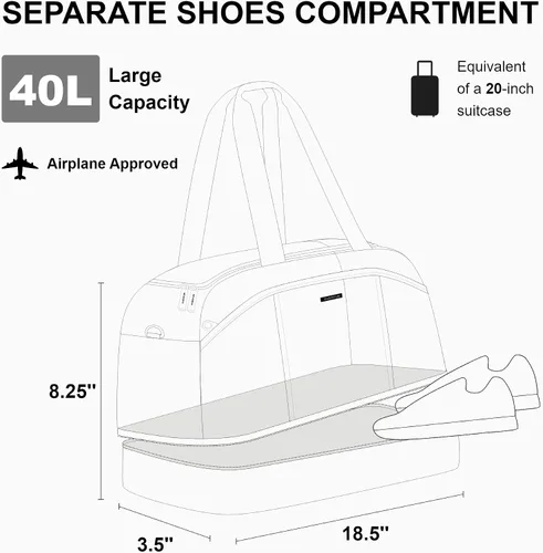 Miniatura 2 de EVERFUN Bolsa de gimnasio para hombres y mujeres, bolsa de lona con compartimento para zapatos y bolsillo húmedo para viajes, deportes, boxeo