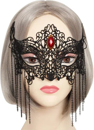 Miniatura 3 de HAOZAIKEJI Máscara de zorro para fiesta de Halloween, media máscara de encaje para mujer, máscara veneciana hueca para baile de graduación, baile