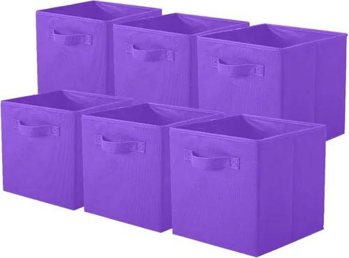 Miniatura 31 de PowerKing Cubos de almacenamiento plegables con asas, contenedores plegables de tela para estantes de armario, contenedores de almacenamiento Naranja