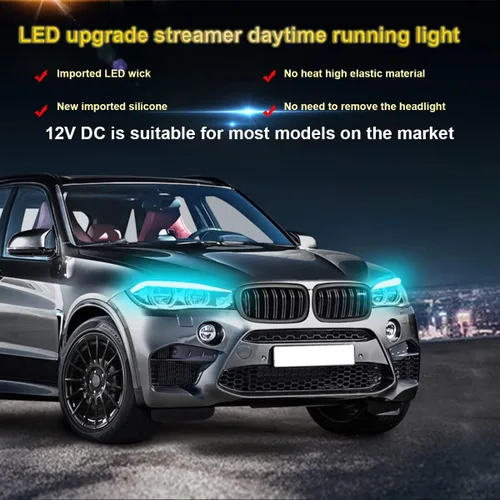 Miniatura 8 de Tira de Luz LED Tubo para Faros Delanteros, Luz de Circulación Diurna Flexible DRL de 24 Pulgadas, Lámpara de Señal de Giro de Flujo Secuencial