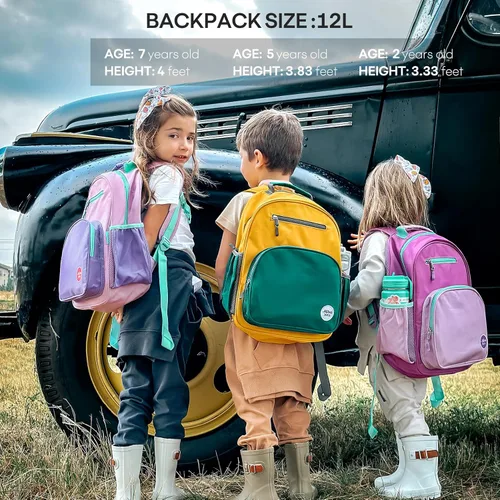 Miniatura 9 de mibasies Mochila para niñas y niños, ideal para niños y niñas, mochila para preescolar jardín de infantes y primaria, Azul oscuro, Niños-12L US