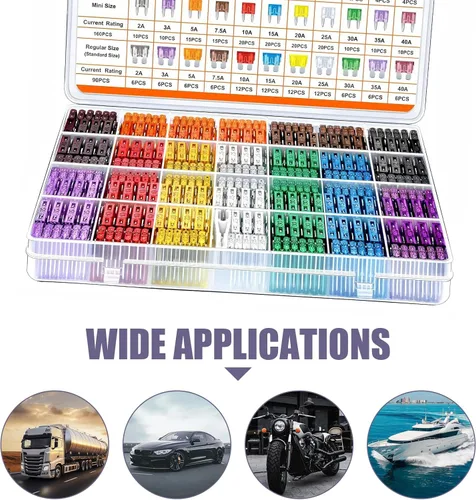 Miniatura 5 de Kit surtido de 300 fusibles para automóvil, kit de fusibles de hoja micro y mini y estándar, fusibles de hoja de repuesto universales