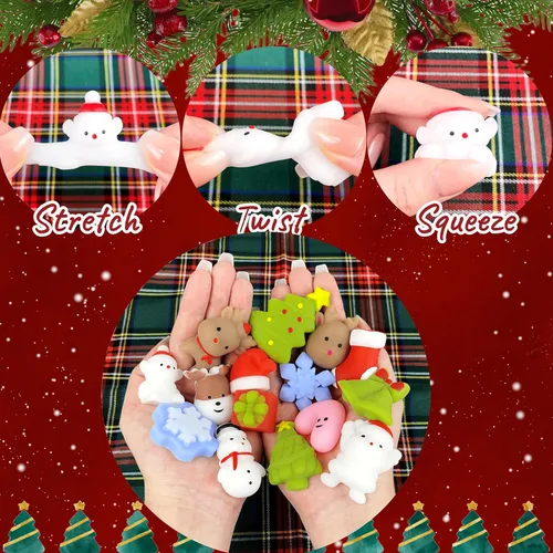 Miniatura 4 de Juguetes esponjosos de Navidad Mochi Squishy, 30 piezas de juguetes de Navidad para niños, recuerdos de fiesta de Navidad, rellenos de calcetines