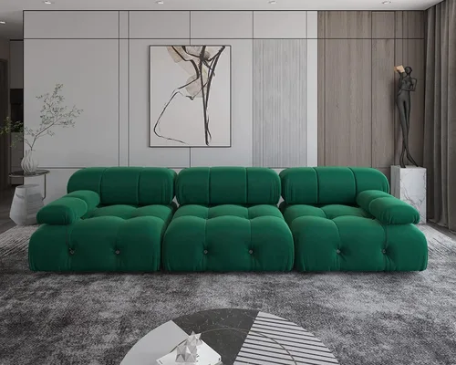 Miniatura 24 de JACH Sofá modular convertible de 104 pulgadas, sofás minimalistas de terciopelo de mediados de siglo, sofá ancho de 3 asientos moderno de lujo