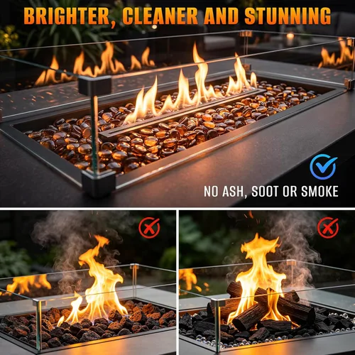 Miniatura 3 de Mr. Fireglass Cuentas de vidrio de fuego de 10 libras, gotas de vidrio de fuego redondas reflectantes de 1/2 pulgada para chimenea, pozo de fuego