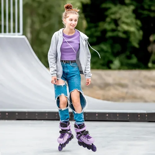 Miniatura 6 de Patines en línea para niños y niñas, 4 tamaños ajustables con ruedas en línea y ruedas completamente iluminadas para mujeres y hombres, carcasa