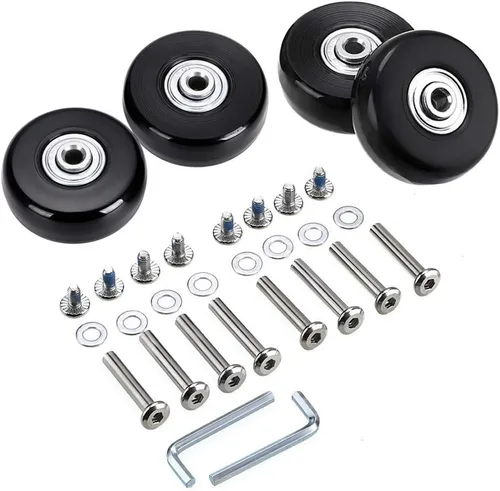 OwnMy Juego de 4 ruedas de repuesto para maletas de equipaje, ruedas giratorias de goma de 1.969 x 0.709 in, kits de reparación (negro)