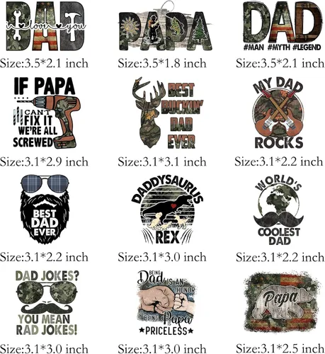 Miniatura 2 de 12 calcomanías para planchar para el Día del Padre, parches para planchar en ropa, calcomanías de transferencia de calor para camisetas, apliques